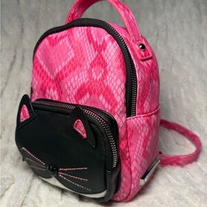 🎀 Betsey Johnson Cat Mini Backpack – Pink & Black 🐾